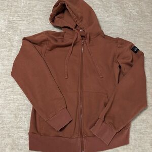 ALO Yoga Rust Zip-Up Hoodie with Hood